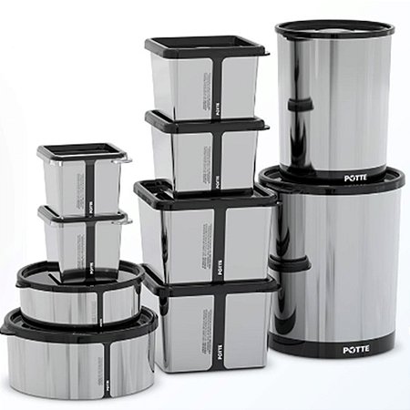 Kit 10 Potes para Alimentos Metallic C/Tampa Bpa Free Potte