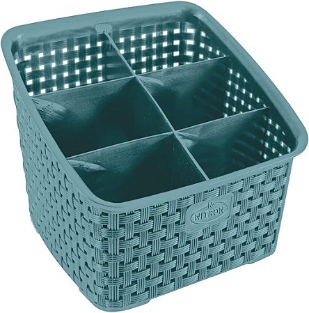 Organizador Multiuso Rattan Verde 6 Divisórias 16x18x19CM