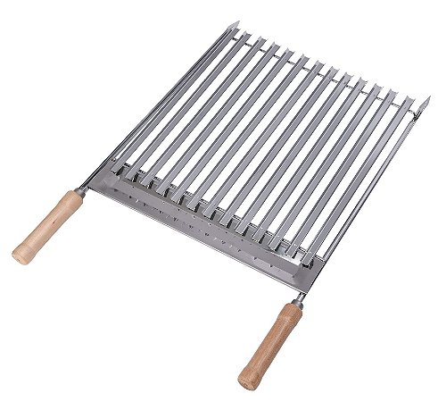 Grelha Argentina Inox Com Coletora de Gordura Cromada