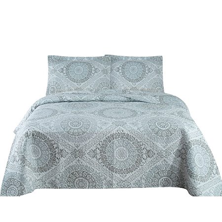 Cobre Leito Colcha + 2 Fronhas Casal Estampas Sortidas Leve