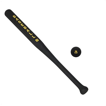 Kit Baseball Iniciante Denver Preto Taco Madeira 71Cm + Bola