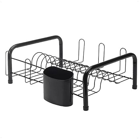 Escorredor De Louça 13 Pratos 39,5X36 cm Preto C/ Suporte