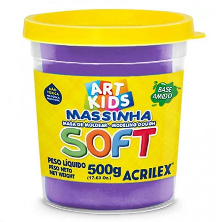 Massinha de Modelar Macia Violeta Soft Grande 500g Acrilex