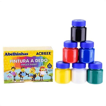 Tinta Pintura A Dedo 15ml Infantil C/ 6 Potes Colors Acrilex