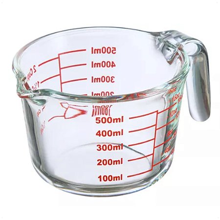 Jarra Medidora De Vidro Com Alça Graduada Resistente 500ml