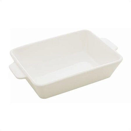 Refratário Porcelana Com Alça Basic Branco 23,5x5x15cm