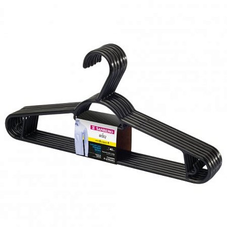 Conjunto Cabides Pendura Mais Preto 40 cm Com 6 Unidades