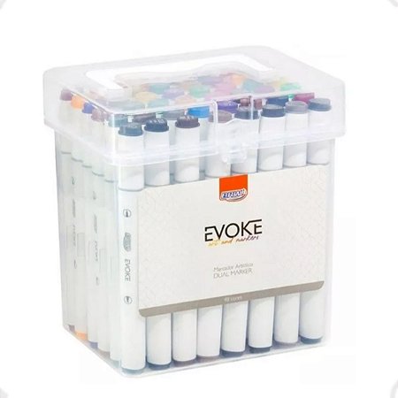 Marcador Ponta Dupla Estojo 36 Cores Brw Evoke Dual Marker
