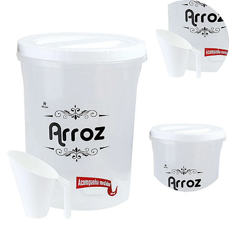 Pote Mantimentos C/ Rosca Alto 5,8 Lts Copo Medidor Branco