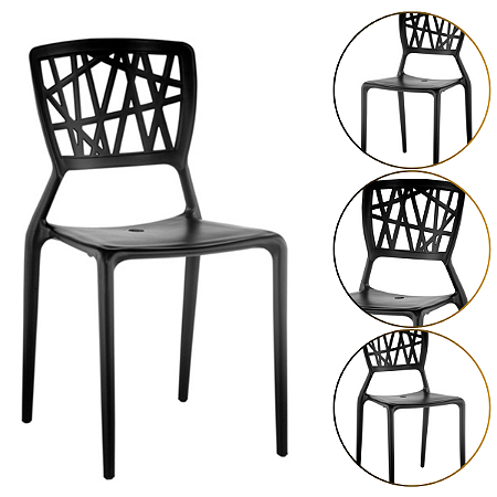 Cadeira Trama Resistente Para Jardim Piscina Varanda Preta