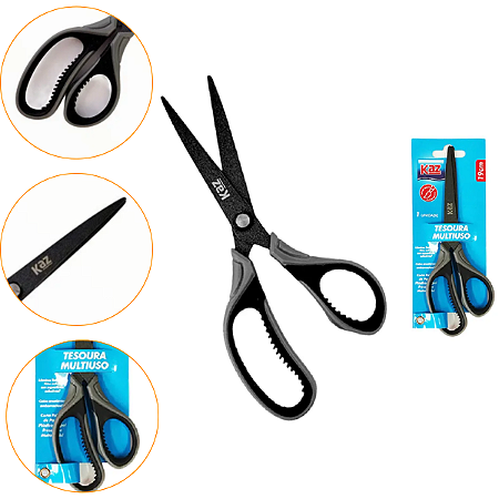 Tesoura Multiuso Kaz 3D 19cm com Lâmina Teflon Antiadesiva