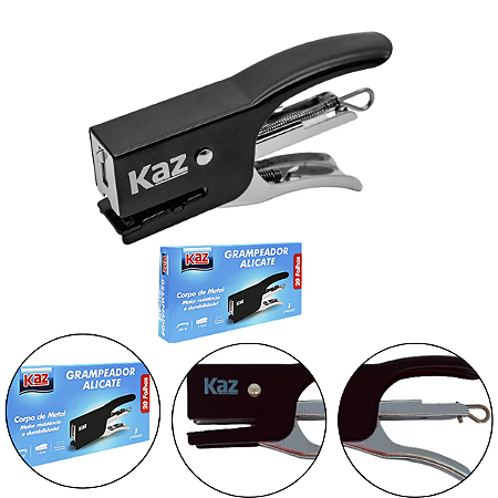 Grampeador Alicate 20 Folhas De Metal 11CM KZ9326 24/6 Preto