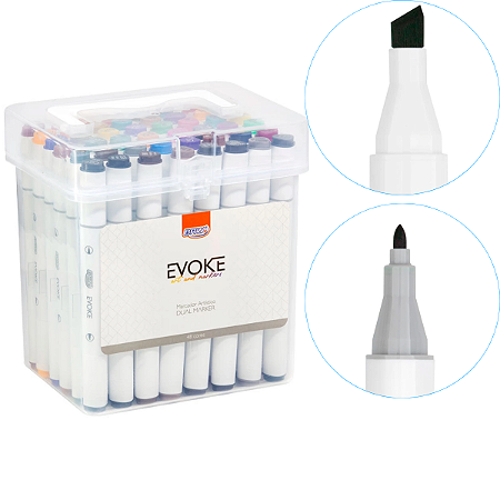 Marcador Artístico Brw Evoke Dual Marker Com 48 Cores alcool