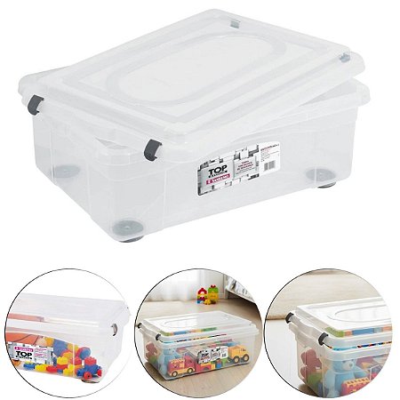 Caixa Organizadora Plástica 42 Litros Transparente Sanremo