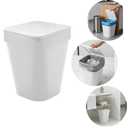 Lixeira Branca Izzy 5L Para Cozinha Banheiro Design Moderno