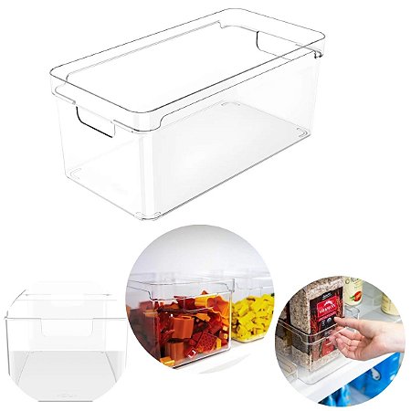 Organizador De Geladeira Cozinha Com Alça Clear 30 Cm Ou Cor Transparente
