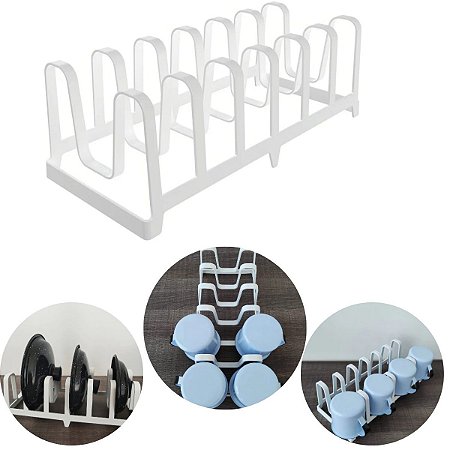 Organizador Tampas De Panelas Pratos Canecas Multiuso Ou Cor Branco