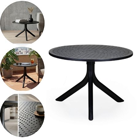 Mesa De Centro Redonda 60cm Preta Decorativa Minimalista