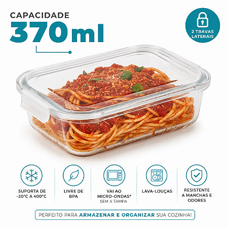 Pote De Vidro Hermético Mor 370ml Marmita Retangular