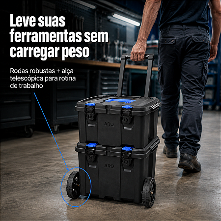 Maleta de Ferramentas Modular Ultra Box Com rodas 2 em 1 26047PM Arqplast