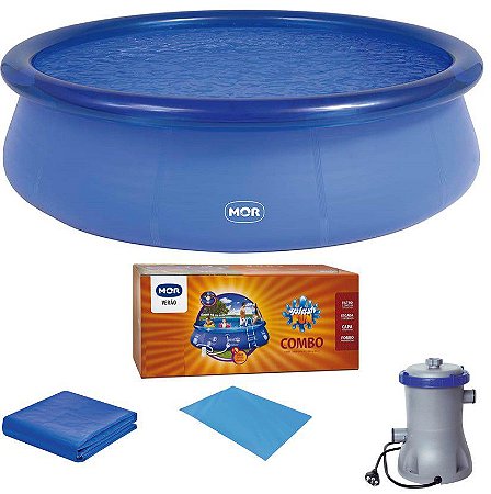 Piscina Inflável 4.600 Litros Combo (Forro+Filtro+Capa) 110V Mor