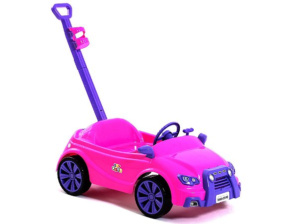 Carro Toy Kids 2 Em 1 Rosa C/ Suporte e Puxador 909 Paramount