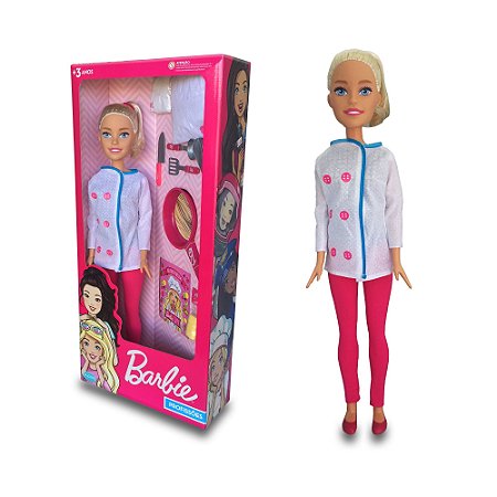 Boneca Barbie Chef Grande Articulada c/ Acessórios Pupee