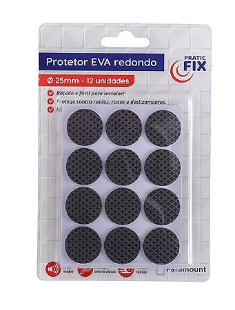 Protetor Eva Adesivo Redondo Anti Impacto 25 mm 12 UN Paramount