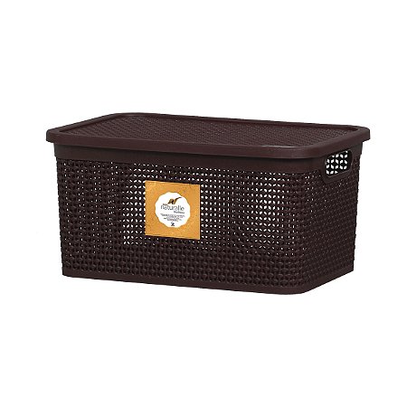 Caixa Organizadora Rattan 7,5 Litros Marrom Rischioto 1120