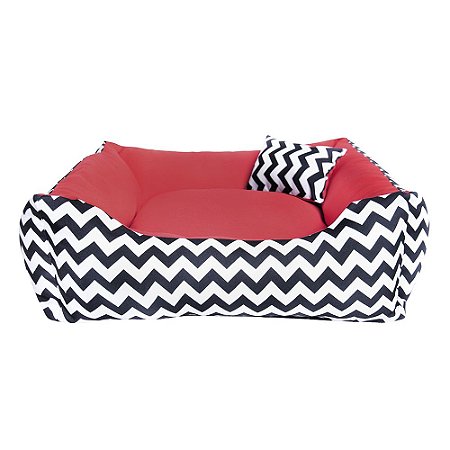 Cama de cachorro 60 x 60 Chevron Vermelho