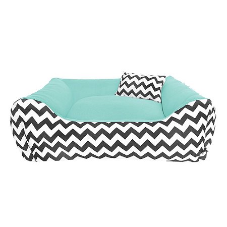 Cama de cachorro 60 x 60 Chevron Verde Agua