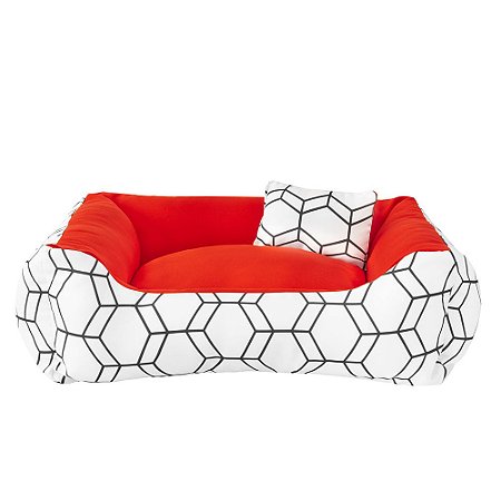 Cama de cachorro 60 x 60 Geométrica Vermelho