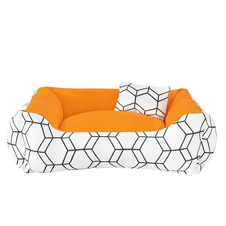 Cama de cachorro 60 x 60 Geométrica Laranja