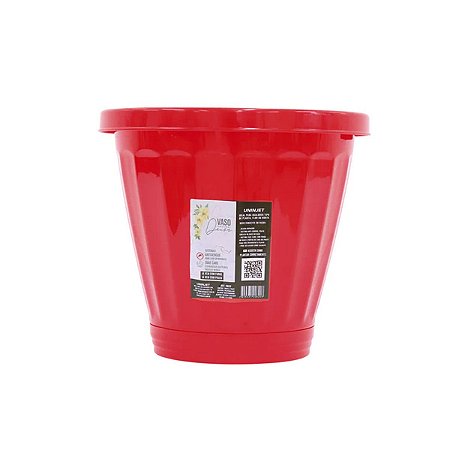 Vaso de Plantas Grande Com Prato Plástico 15 Litros Vermelho 0846 UNINJET