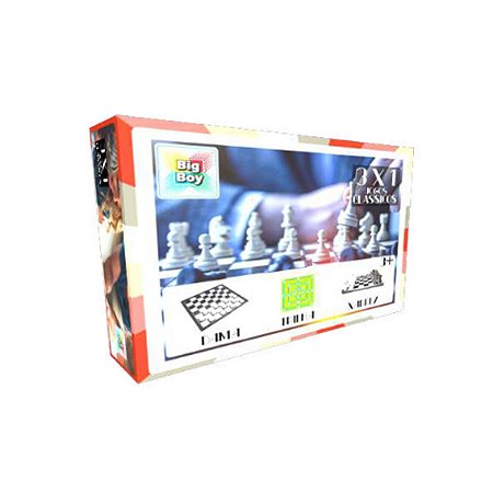 Jogo de Tabuleiro 3x1 Dama, trilha e xadrez