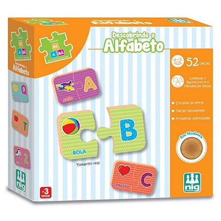 Brinquedo Infantil Educativo Descobrindo o Alfabeto 52 Peças