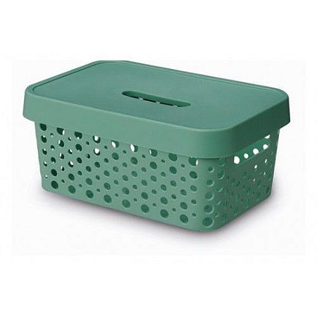 Caixa Organizadora Rattan C/ Tampa 4,5L Verde Usual 516