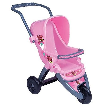 Carrinho De boneca Bebe 3 Rodas Infantil Rosa Grafite