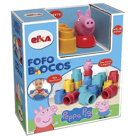 Brinquedo Bebe Infantil Fofo Blocos Peppa Pig 15 Peças Elka