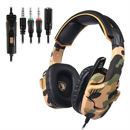 Sades Headset Gpower SA-930 Camuflado Multifuncional PS5 PS4 xbox celular pc notebook