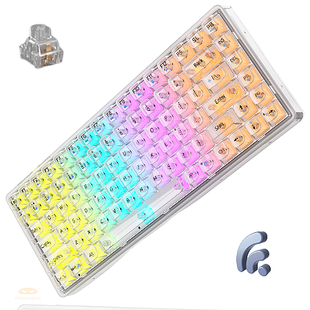 Teclado Mecânico Transparente Magegee Light84 Sem Fio Rgb