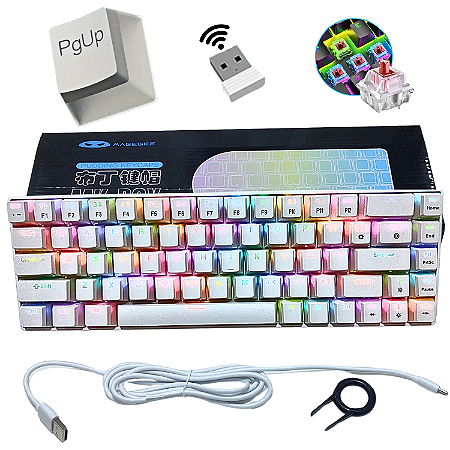 Teclado Mecânico Gamer Magegee 65% Teclas Pudim Rgb 3 Modos De Conexão