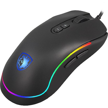 Mouse Gamer Sades Revolver Rgb 9 Teclas Programáveis Macro Ambidestro