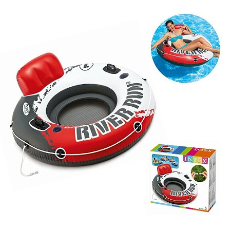 Boia Bote Poltrona Inflável Red River Run 1 Fire Intex 135cm