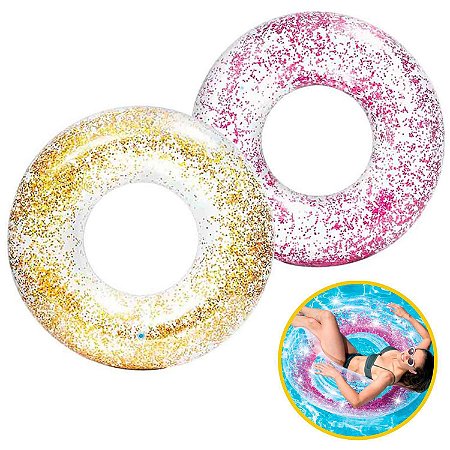 Boia Inflável Circular Transparente Glitter 107cm Intex