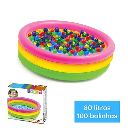 Piscina De Bolinhas Inflável Intex 80l + 100 Bolinhas