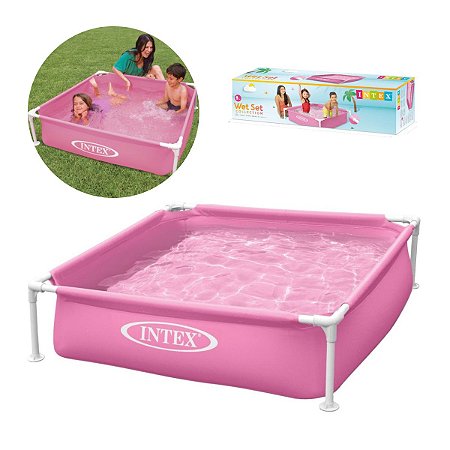 Piscina Infantil Armação de Metal 342L Intex 57172 Cor Rosa