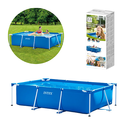 Piscina Armação de Metal Retangular 1662L 220x150x60cm Intex 28270