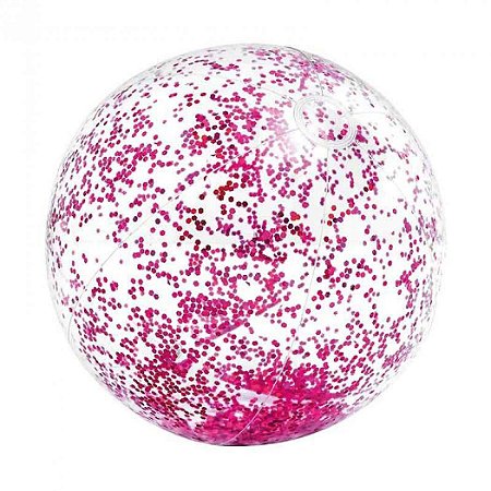 Bola de Praia Transparente com Glitter Intex Pink 71cm