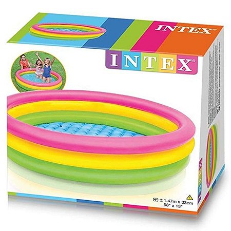 Piscina Inflável Infantil 3 Anéis Pôr do Sol 131L Intex